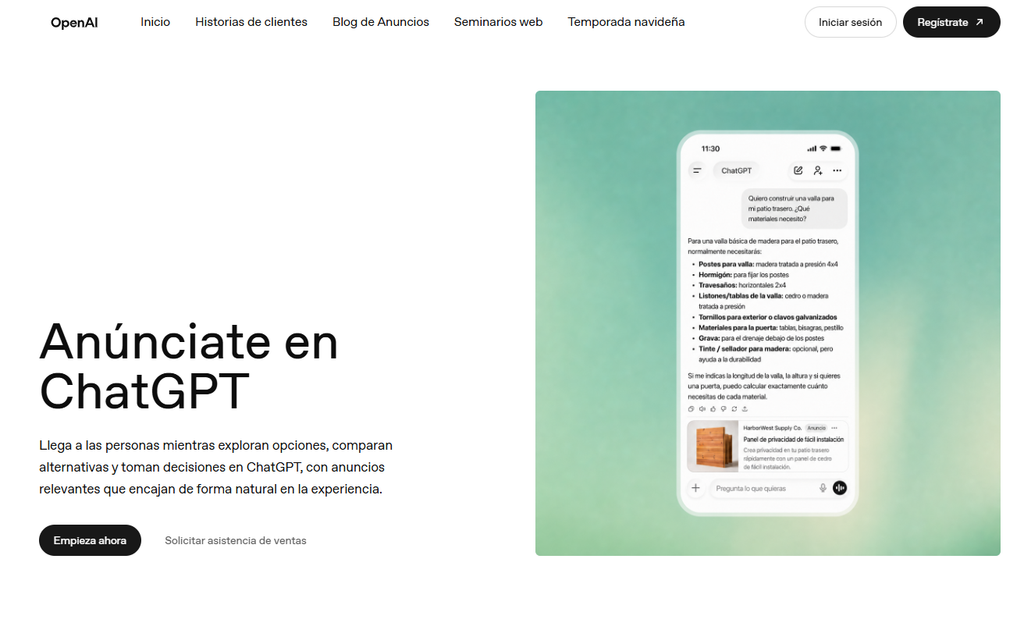 Como anunciarse en ChatGPT Ads